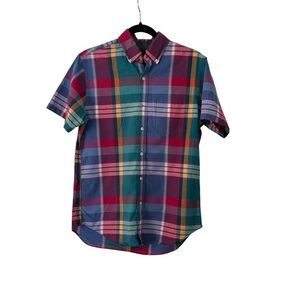J. Crew Red and Blue Casual Button Down Shirt